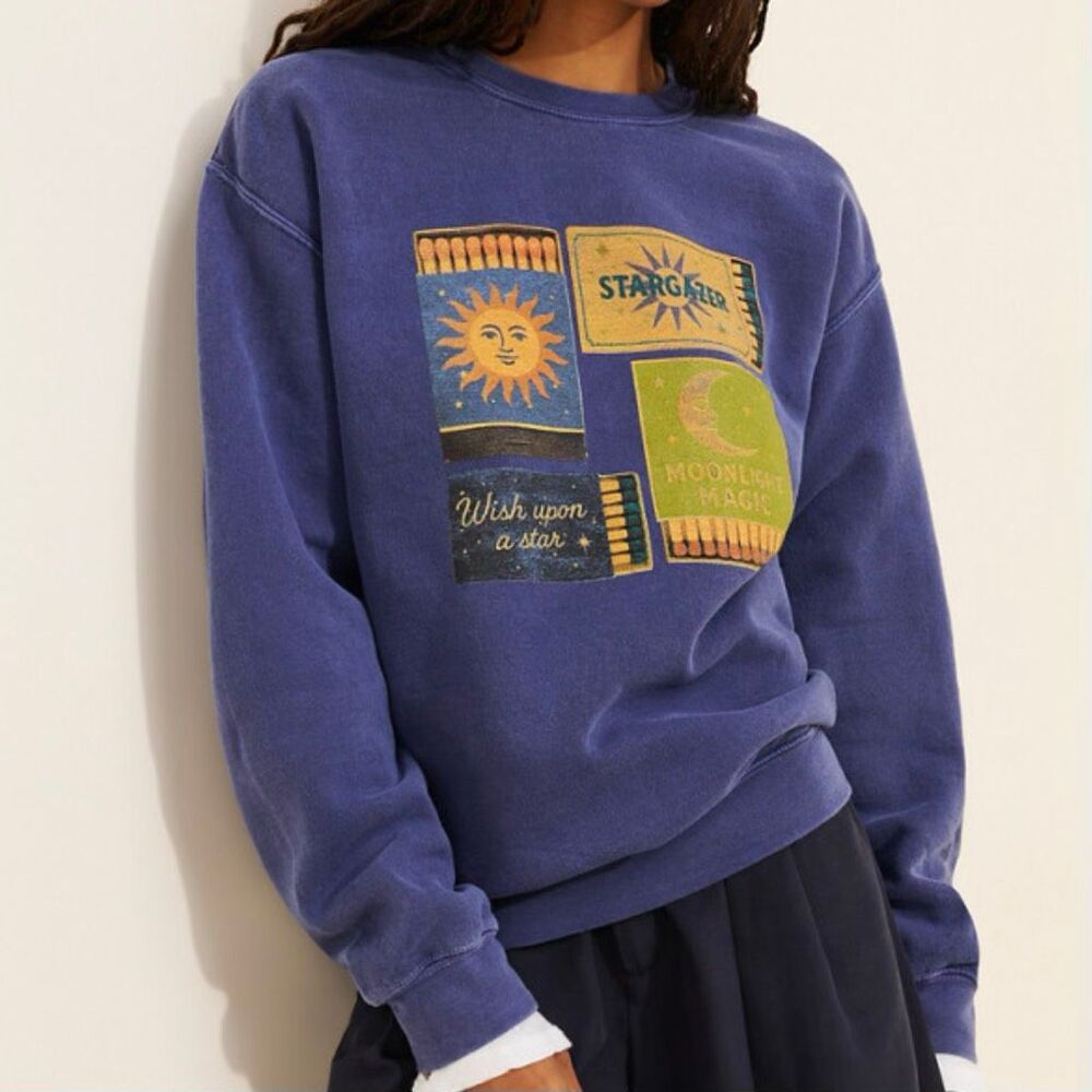 Anthropologie Sunday Market Celestial Matchbox Crewneck Sweatshirt S